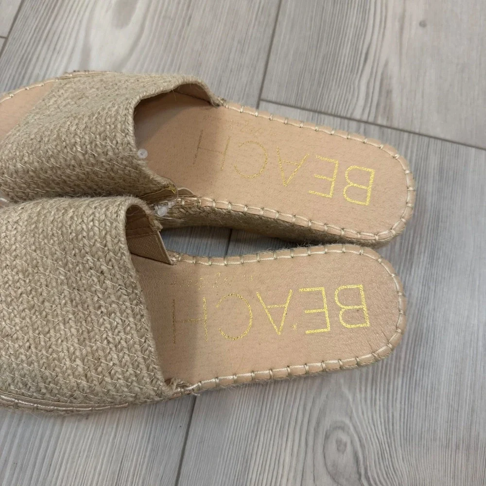 Beach by Matisse Women 10M Tan Woven Jute Platform Espadrille Slide Sandals